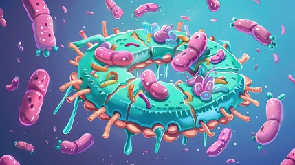 A genetically enhanced virus is fighting against antibioticresistant bacteria, restoring the effectiveness of antibiotics - obrazy, fototapety, plakaty