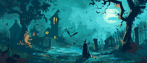 Fototapeta na wymiar Halloween night banner poster background 
