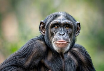 Candid Portrait of the Common Chimpanzee (Pan troglodytes)