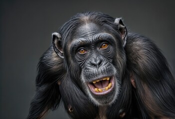 Candid Portrait of the Common Chimpanzee (Pan troglodytes)