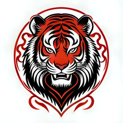 Obraz premium Tiger icon or tiger logo, tiger head mascot, illustration of an tiger, tiger head vector, lion head mascot, chinese tiger logo, Logo tiger, icon tiger