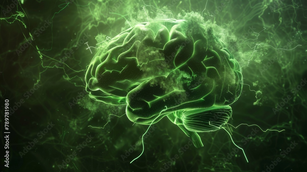 Leinwandbilder concept of an active human brain on a dark background.blurry abstract 3d rendering abstract backgrou
