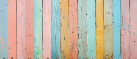 A close up of a vibrant painted wooden fence with a curious black cat resting beside it