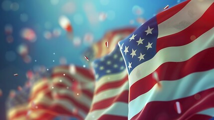 Colorful 3D Illustration of a Festive American Veterans Day, Memorial Day, Independence Day, Patriot Day, Flag Day