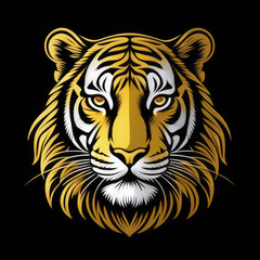 Fototapeta premium Tiger icon or tiger logo, tiger head mascot, illustration of an tiger, tiger head vector, lion head mascot, chinese tiger logo, Logo tiger, icon tiger, gold tiger