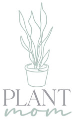 Plant Mom | Potted Snake Plant | One Line Drawing | Leafy Vector Line Art