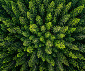 Aerial View of Dense Green Forest Canopy