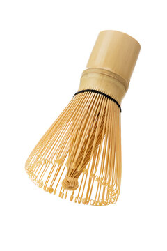 a bamboo brush tea whisk or chasen isolated on white background.