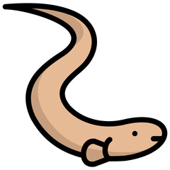 eel icon illustration design with outline