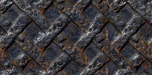 Industrial Seamless Cast Iron Texture Background. Rugged Metallic Surface for Factory Themes AI Image