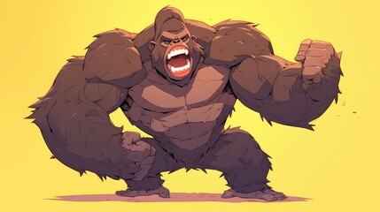 A hilarious cartoon character of a gorilla brought to life in a whimsical cartoon rendered illustration - obrazy, fototapety, plakaty