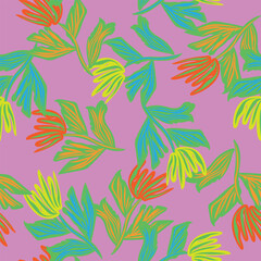 Colourful Botanical Floral Seamless Pattern Design