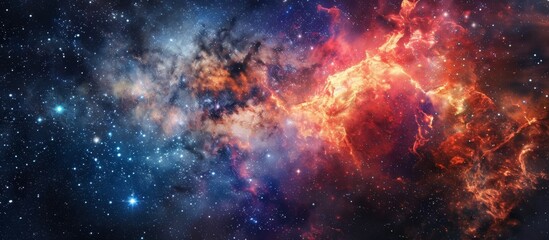 Fototapeta na wymiar Vivid and vibrant space scene displaying a colorful galaxy filled with stars and distant nebulas shining brightly in the cosmos