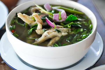 chicken feet soup, chicken soup or spicy soup or spicy chicken feet soup