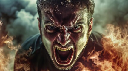 Furious Outburst Angry Man Expressing Rage and Dissatisfaction - obrazy, fototapety, plakaty