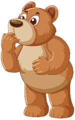 Vector illustration of a thoughtful brown bear