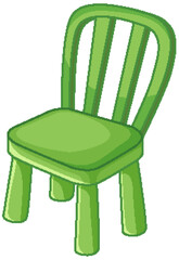 Simple vector graphic of a green wooden chair.