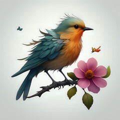 Obraz premium a flower and a bird and merge them to create a new creature - generated by ai