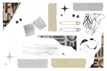 Vintage stationery png old journal sticker set, transparent background