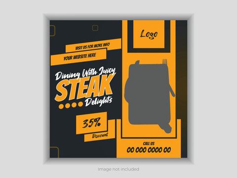 Food advertising on social media and template for an Instagram banner post