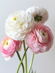 ranunculus flower bouquet in pink and white
