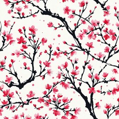 Fototapeta premium Cherry Blossom Seamless Pattern