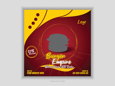 Food advertising on social media and template for an Instagram banner post