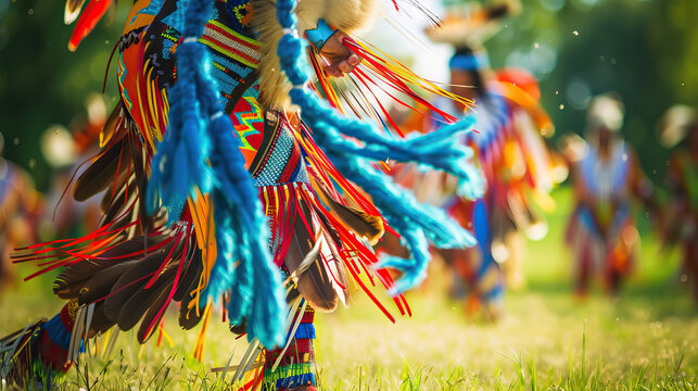 close up detail American Indians the hoop dancer costume for Native American Day background with coppy space.