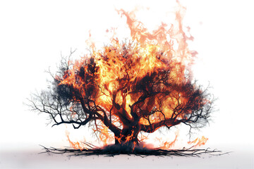 burning tree, transparent background