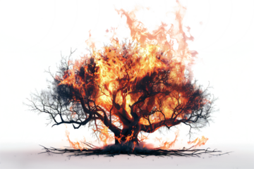 burning tree, transparent background