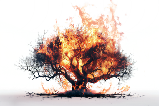 burning tree, transparent background - Powered by Adobe