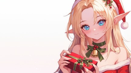 Fototapeta premium 2d illustration of a Christmas elf character