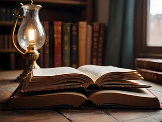old books and candle