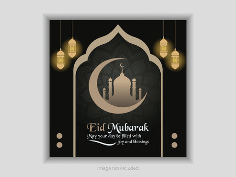 Eid wish for Eid al Adha and Eid al Fitr blessing card design