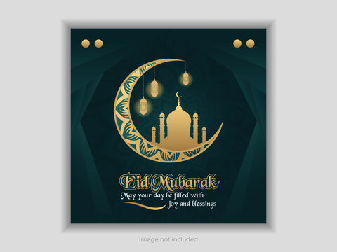 Eid wish for Eid al Adha and Eid al Fitr blessing card design