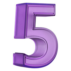 5 Number Purple 3D Render