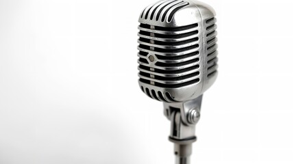 A close shot of a microphone over a clean backdrop for advertisement or adding text on it with various color clean background, Generative AI.