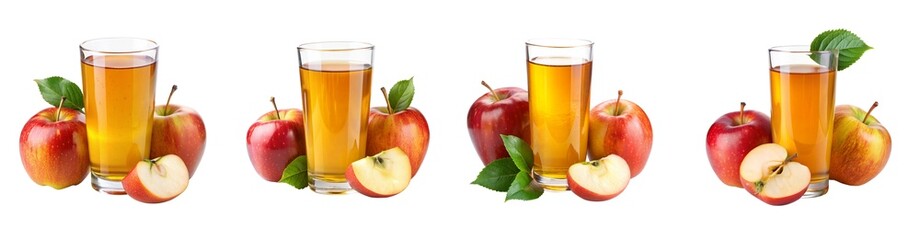 set of apple juice - drink, juice, juicy isolated on transparent background