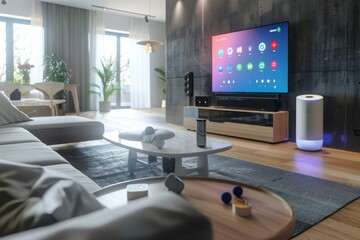 Smart home system managed by AI controls devices.