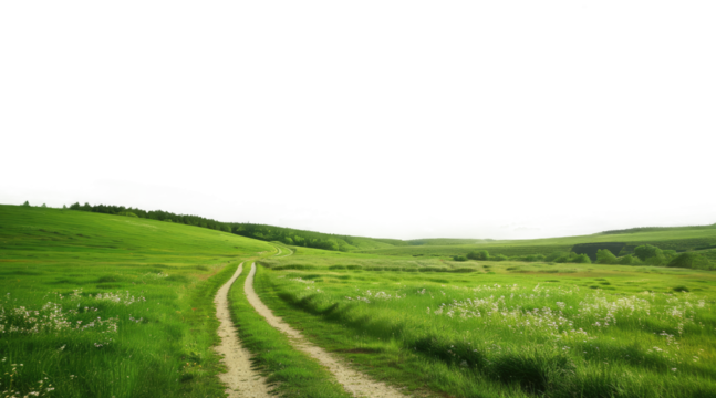 isolated greenery meadow field landscape with roadway path