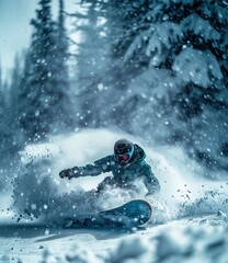 player
Thrilling Snowboarding Action: Blue Boarder in White Powder