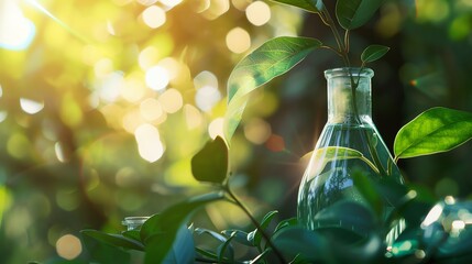 Environmental sustainability in pharmaceuticals, green chemistry in drug synthesis, closeup, copy space