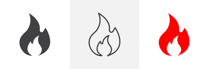 Obraz premium Heat Symbol Icon Set. Fire and flame burn vector symbol.