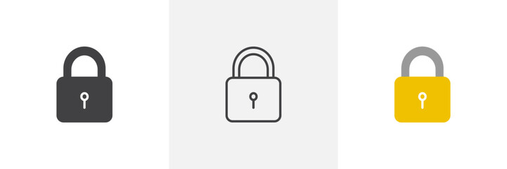 Safety Lock Icon Set. Security for privacy and login protection vector symbol.