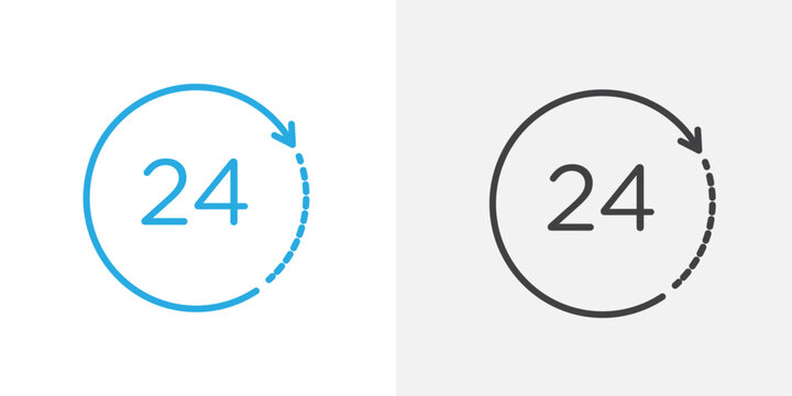 Continuous Service Icon Set. 24-hour availability and same-day delivery vector symbol.