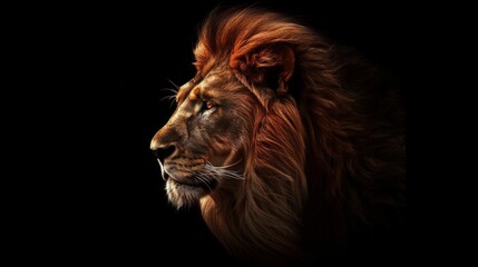 A lion with a dark background