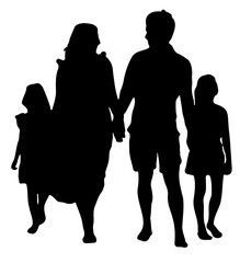 silhouettes of people of family vector