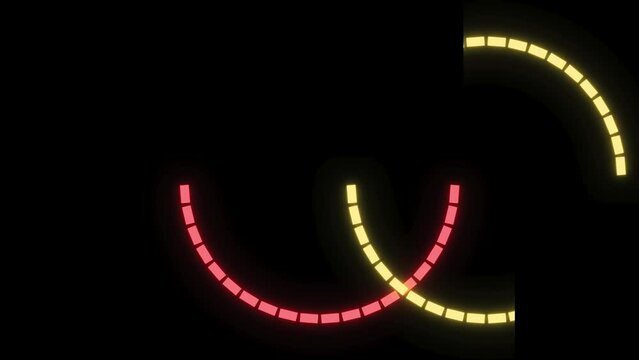 The animation of colorful neon light circles is smooth and repeating