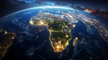 A photo of the Earth from space, showing the African continent.