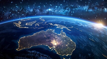 A photo of the Earth from space, showing the Australian continent.